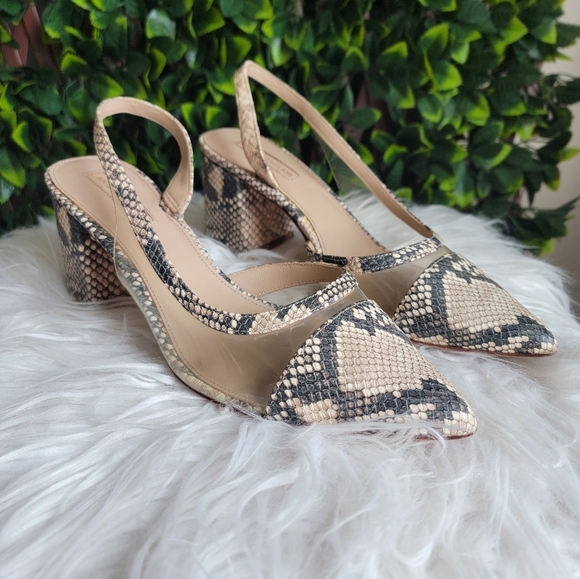 Antonio Melani Braylene Snake Print Leather Slingback Block Heel Women's Size 9 - Picture 6 of 11